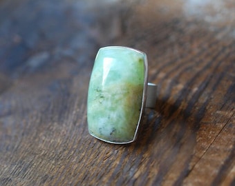 Grüner Apfel Dendritenopal Ring 9,5mm