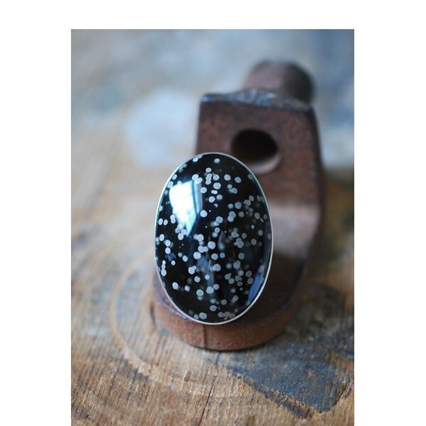 Black Beetle Ring Cosmic Obsidian