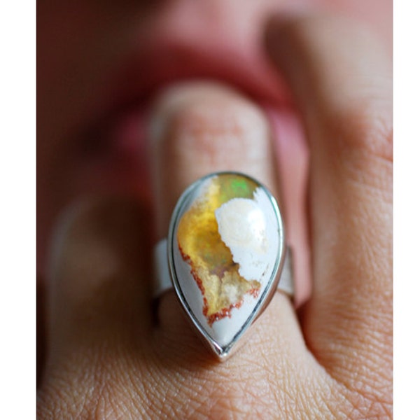 Yellow Raw Fire Opal Ring
