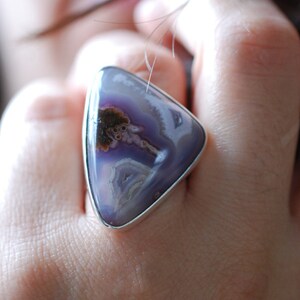 Spring Storm Ring Rare Lavender Laguna Plume Agate image 7