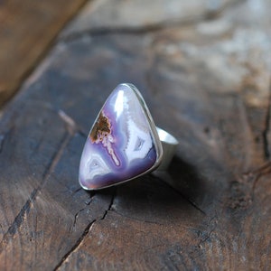 Spring Storm Ring Rare Lavender Laguna Plume Agate image 8