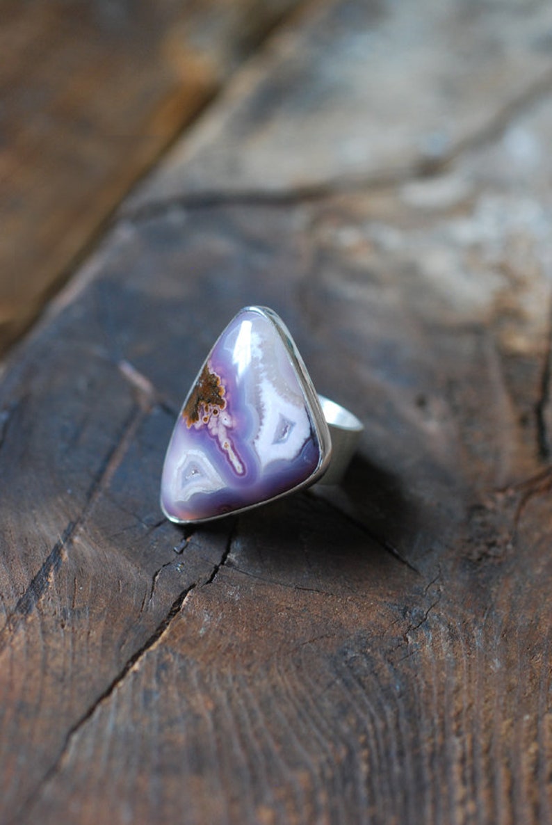 Spring Storm Ring Rare Lavender Laguna Plume Agate image 8