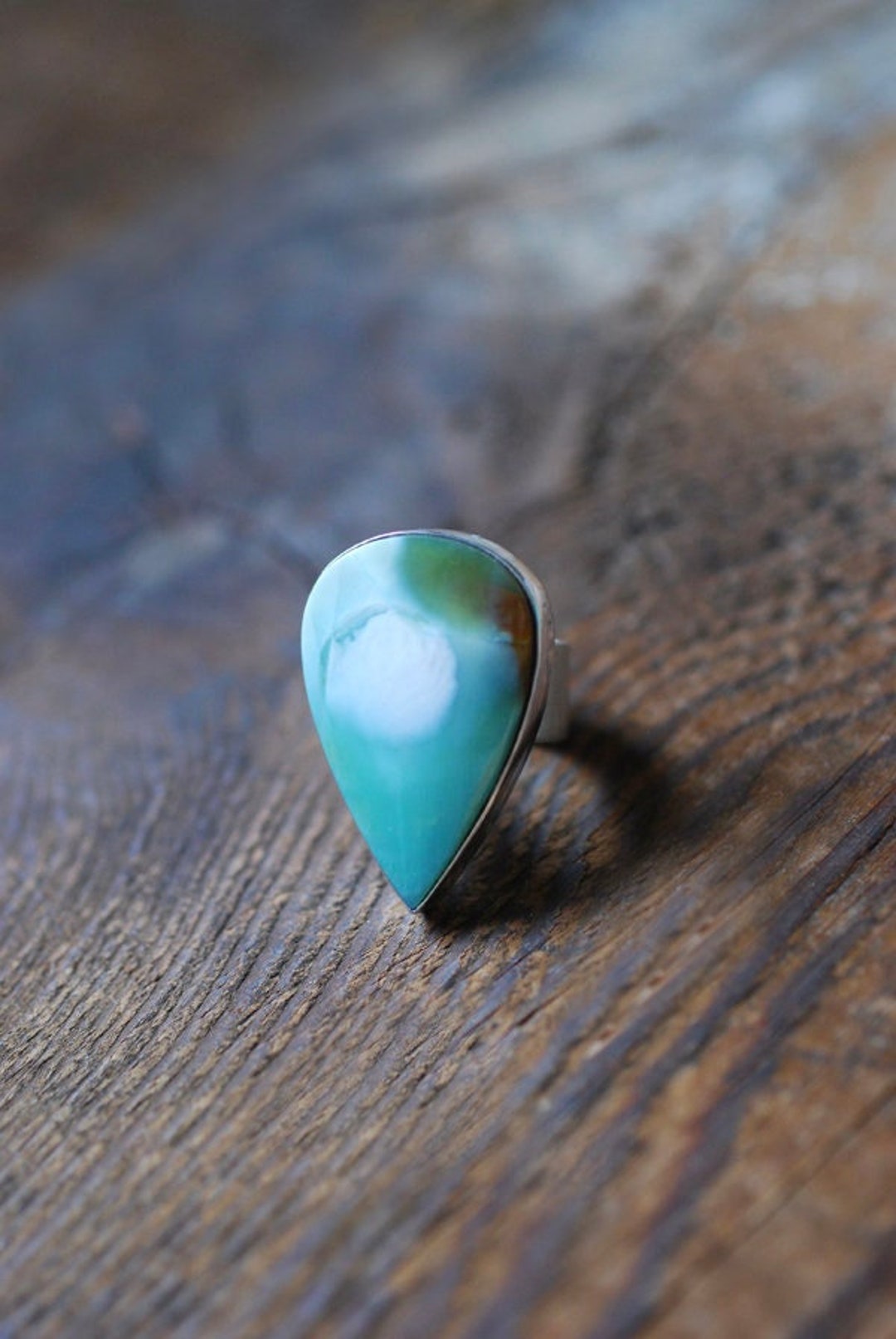 Happy Little Cloud Ring Blue Opal Wood - Etsy