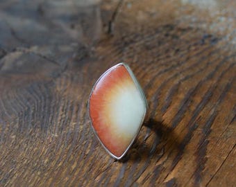 Summer Solstice Ring Red Scolecite Crystal