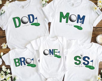 Golf First Birthday Family Birthday Shirt, Personalized Golf Family Birthday T-Shirt, Golf Theme Party, Birthday Golf Tee,Hole In One Family