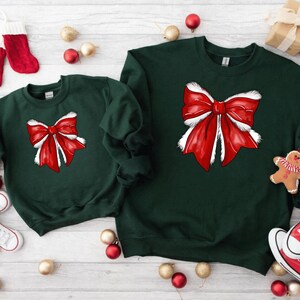 Christmas Red Bow Sweatshirt, Christmas Santa Bow Shirt, Coquette Bow Christmas Sweater, Santa Claus Coquette Holiday T Shirt