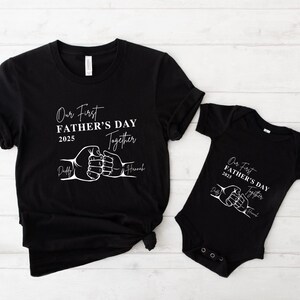 Our First Father&#39;s Day Together Hand Baby Romper Shirt, Our First Father&#39;s Day T-Shirt, Personalized Father&#39;s Day Matching ,1st Fathers Day