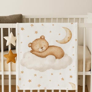 Baby Bear Blanket - Soft Fleece Nursery blanket - Cozy Baby Shower Gift  Unisex Newborn Blanket for Boys or Girls