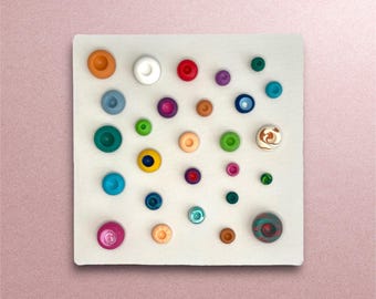 Clay wall art - Rainbow Drops - wall sculpture decor - Rain drops inspired - colorful  Ceramic art
