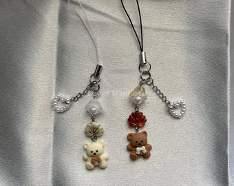 Matching bear phone charms || couples, best friends, jewelry, accessories, gift for her