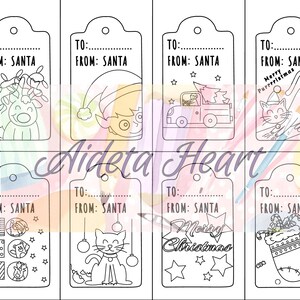 CHRISTMAS TAGS - 48 Etiquetas diferentes - Pinta y Colorea Christmas