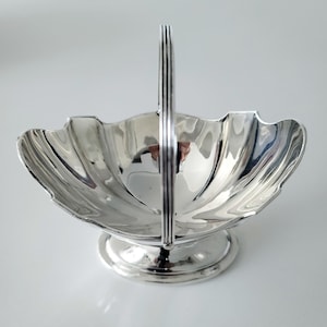 Antique Sterling Silver Basket | London, England 1902 Hallmarked Candy Basket | Victorian Style Rocking Handle Gift | No. SS030