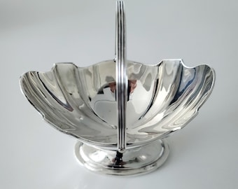 Cesta antigua para dulces de plata de ley: platería victoriana con sello distintivo de Londres, 1902. N.° SS082