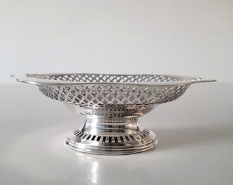 Plato para bombones antiguo de plata esterlina perforada de Joseph Cook Ltd. de 1911, con sello de Birmingham, principios del rey Jorge V, estilo eduardiano, 183 g, n.º SS083