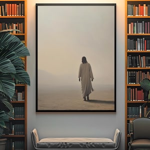 Jesus in the Clouds Digital Art | Minimalist Christian Wall Art Download | Faith-Inspired Religious Decor | Modern Spiritual Artwork