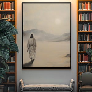 Jesus in the Mountains Digital Art | Minimalist Christian Wall Art Download | Faith-Inspired Religious Decor | Modern Spiritual Artwork