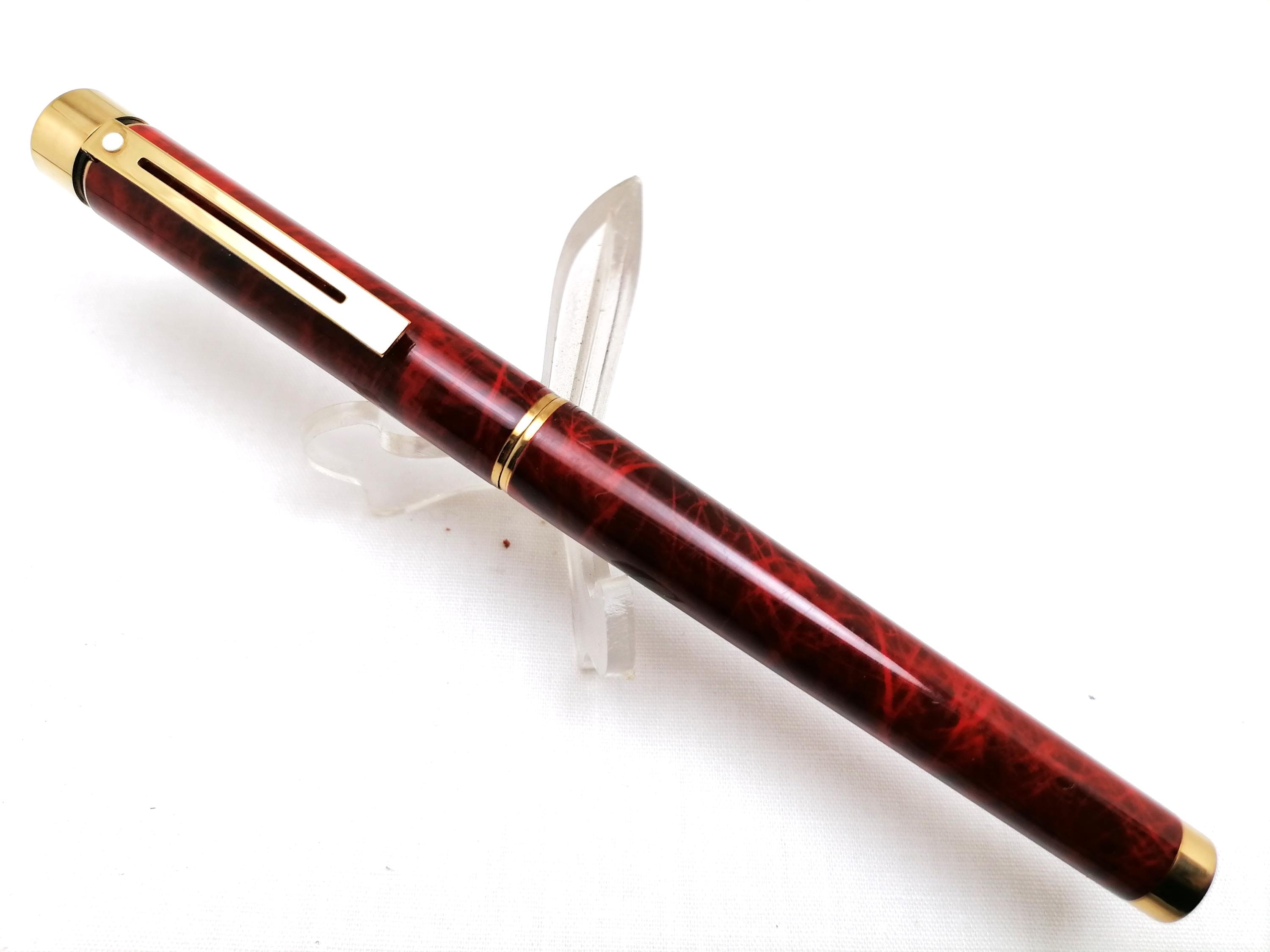 SHEAFFER 万年筆 Targa Red ronce 14k VINTAGE SHEAFFER SLIM TARGA FOUNTAIN PEN IN RED RONCE 14K