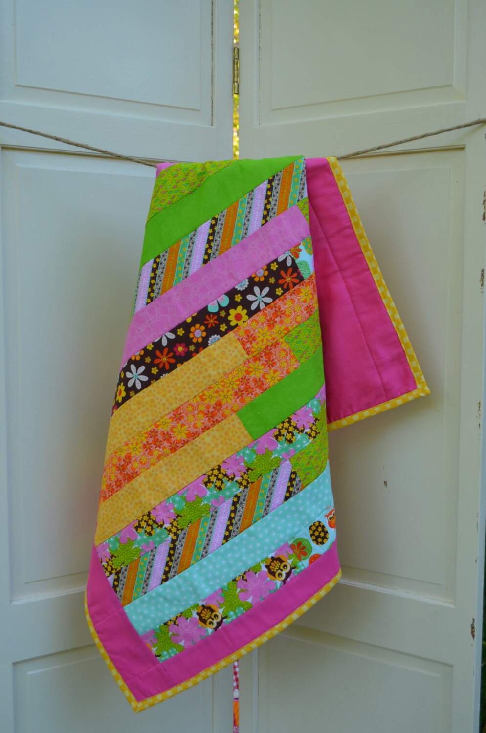 Handmade Owl Baby Quilt &ndash; &ldquo;Owl Always Love You&rdquo; Nursery Blanket 32x35