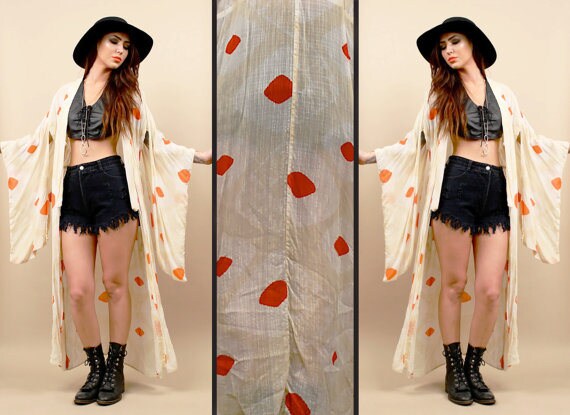30s 40s rare Antique Vtg KIMONO Duster Coat / Gorg