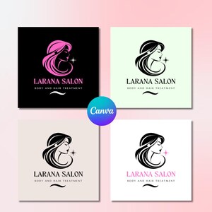 DIY Beauty Logo, Editable Canva Logo Template, Printable Hair Salon Logo, Logo For Salon Business, Canva Salon Logo Editable Design