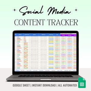 Social Media Content Calendar, Google Sheet Social Media Tracker, Content Planner Social Media Manager, Instagram Calendar Google Sheets,
