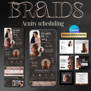 Acuity braids scheduling template, Braids Website Template Canva, Braid Booking Acuity Scheduling Template, Booking Template for Braids