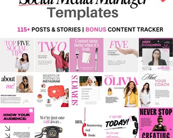Más de 200 plantillas de Instagram para gestores de redes sociales, plantillas de Canva para publicaciones de gestores de redes sociales, plantillas de Canva para entrenadores de Instagram y SMM.