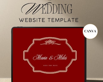 Vintage Wedding Website Template With RSVP Details | Customisable Save The Date Retro Wedding Canva Template | Simple DIY Website