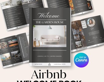 Modello di libro di benvenuto digitale Airbnb, moderno libro di benvenuto Airbnb, guida stampabile Canva, guida per case vacanze per Airbnb Vrbo