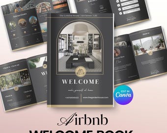 Modello di libro di benvenuto digitale Airbnb, moderno libro di benvenuto Airbnb, guida stampabile Canva, guida per case vacanze per Airbnb Vrbo