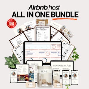 Ensemble numérique pour hôtes Airbnb à imprimer, ensemble de panneaux Airbnb, livret de bienvenue imprimable Airbnb pour hôte, suivi des dépenses de l&#39;hôte, impression Airbnb