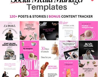 Plantillas de Instagram para administradores de redes sociales, plantillas de Canva para SMM, paquete de kit para administradores de redes sociales, plantillas de IG para administradores de redes sociales.