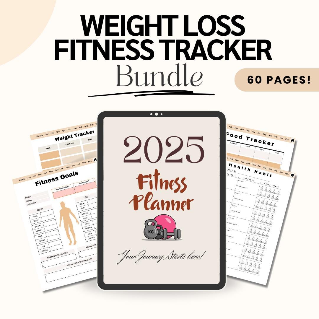 Digital Weight Loss Tracker Planner, Printable Fitness Tracker, PDF ...