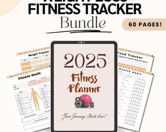 Digital weight loss tracker planner, printable fitness tracker, PDF weight loss journal, workout planner health tracker, meal planner pdf