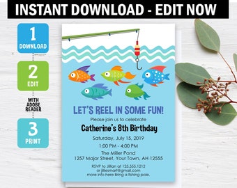 Fishing Birthday Party Invitation - Etsy