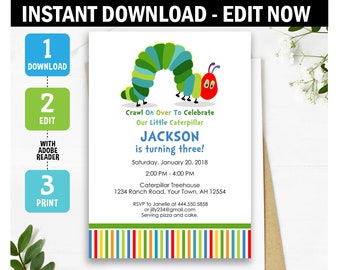 Hungry Caterpillar Invitation Etsy