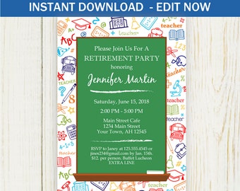 teacher retirement invitation etsy