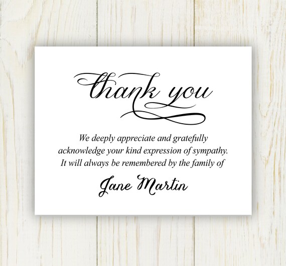 Funeral Thank You Card Digital file sympathy thank you