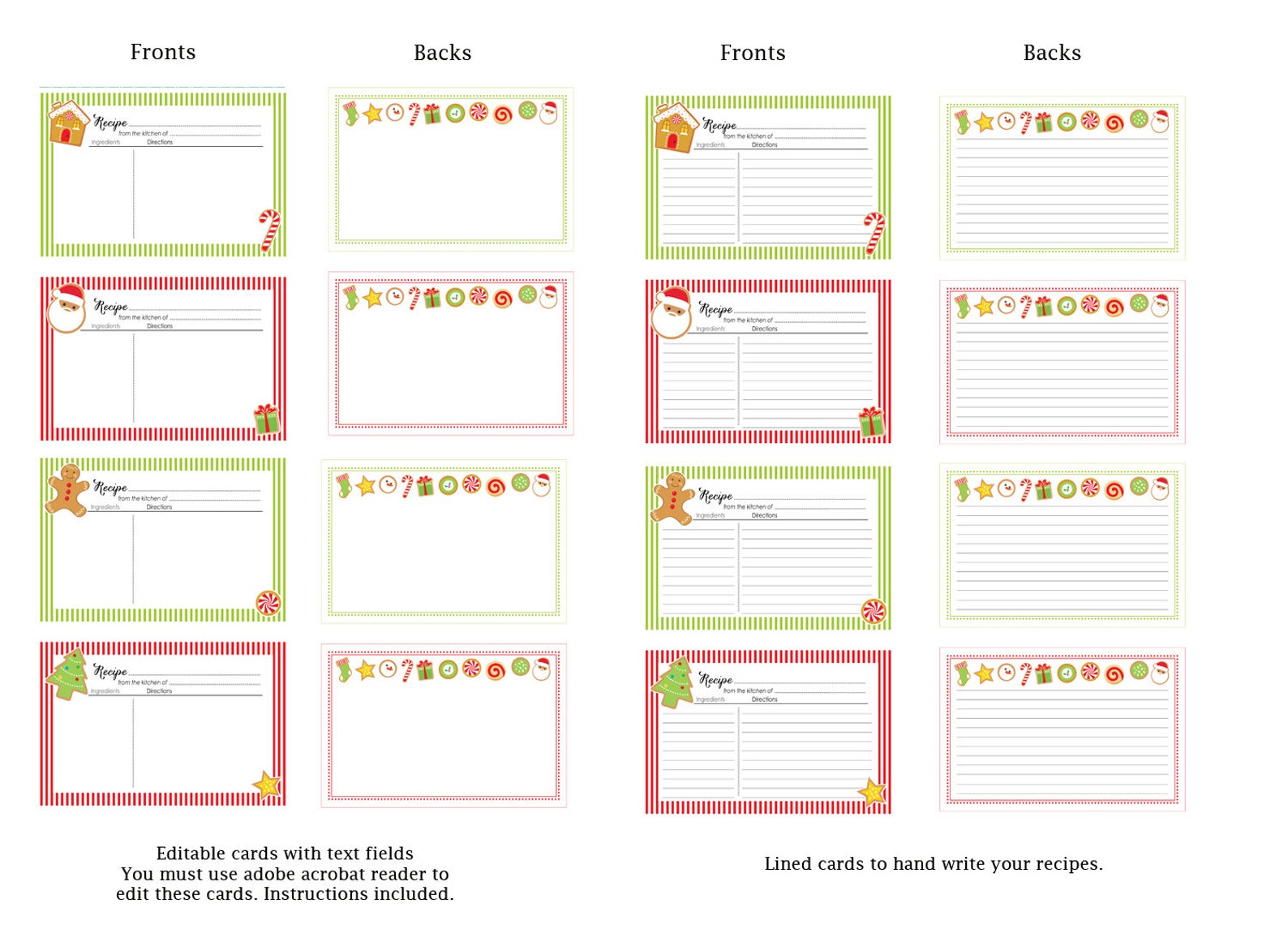 christmas-recipe-cards-printable-4x6-both-editable-and-lined-etsy