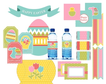 Easter Party Kit Printable - 10 pcs - Instant Download digital files