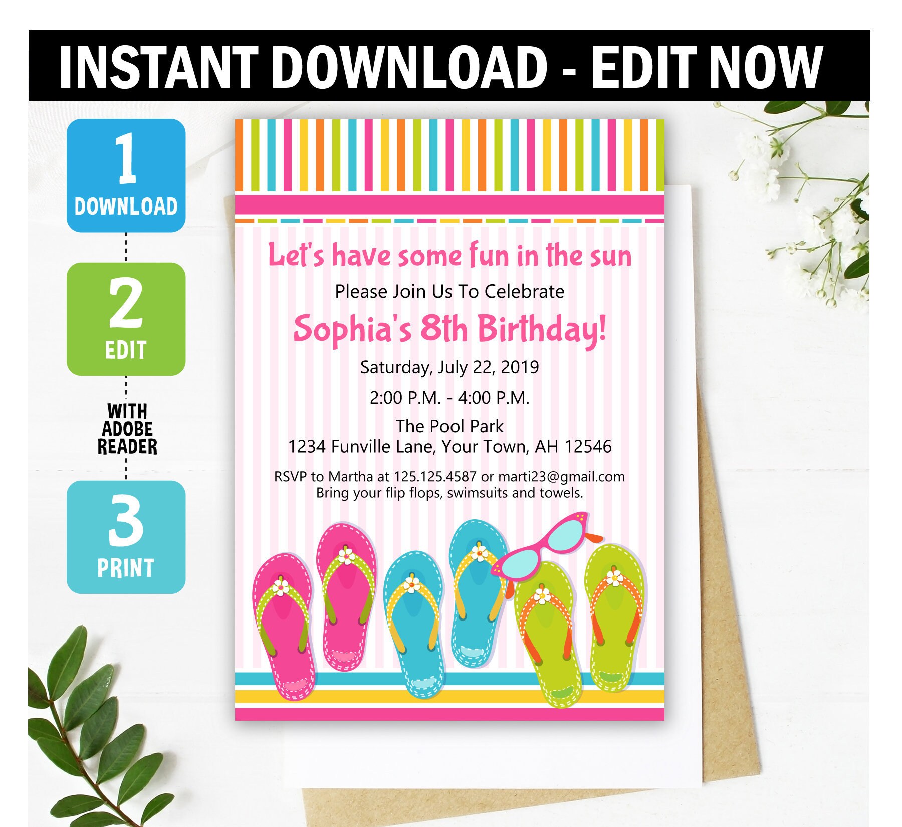 Flip Flop Template For Invitation