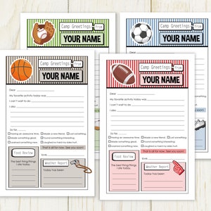 Sports Camp Stationery - Digital/ you personalize name instant download