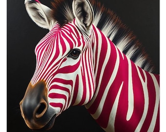 Pulsierender pinker Zebra Druck, modernes Tier Wandbild (30x30cm)