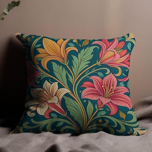 Elegante bloemenkussens, decoratieve kussenslopen, bloemdesign woondecoratie, artistieke kussenhoezen, gezellige bankaccessoires