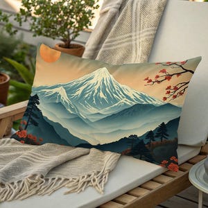 Lumbar Pillow Scenic Mountain Landscape Decorative Throw Pillow Nature Inspired Home Decor Cozy Living Room Accent Housewarming Gift Idea
