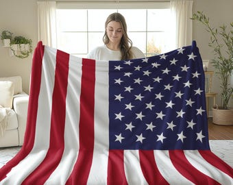 USA Flag Throw Blanket: Patriotic Stars and Stripes Fleece (60x80)