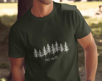 Ingen wifi-tröja med skogsgrafik, naturvandrings-campingtröja