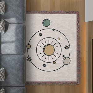Sonnensystem Decke, Weltraum-Thema, Weltraum-Dekor, himmlische Fleece-Decke, Geschenk für Astro-Liebhaber, kosmische Bettwäsche, moderner Weltraum