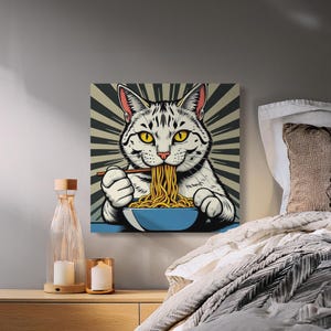Cat art print cat lover gift funny cat colorful wall art large cat poster canvas home decor dining room art gift living room art cat mom dad