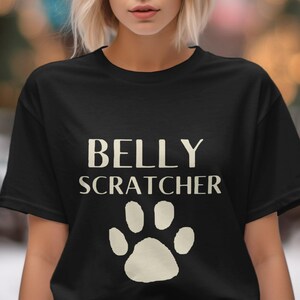Grappige buikkrabber T-shirt, schattig hondenliefhebber cadeau-shirt, pootafdrukshirt voor eigenaren van gezelschapsdieren, dierenliefhebber shirt, hond moeder cadeau, hond vader cadeau idee